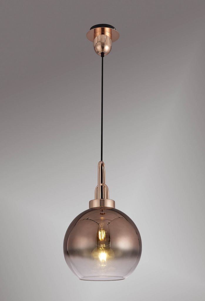 Single Copper Pendant with round Copper glass