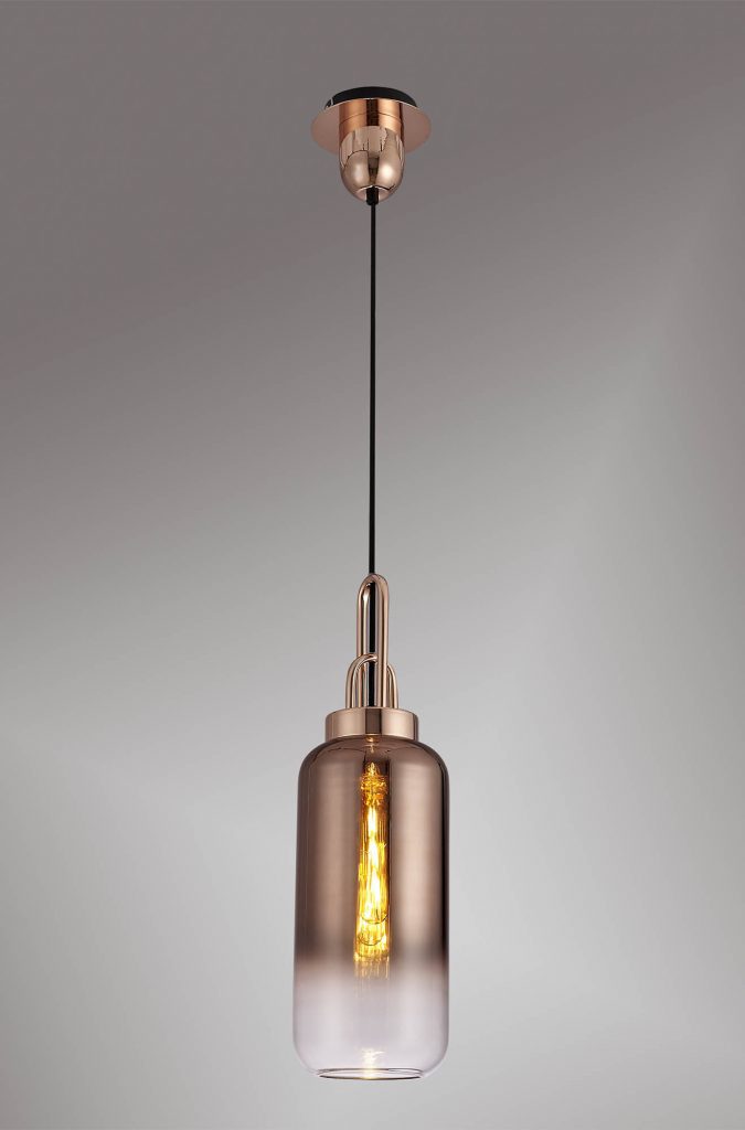 Single Copper Pendant with Copper Glass