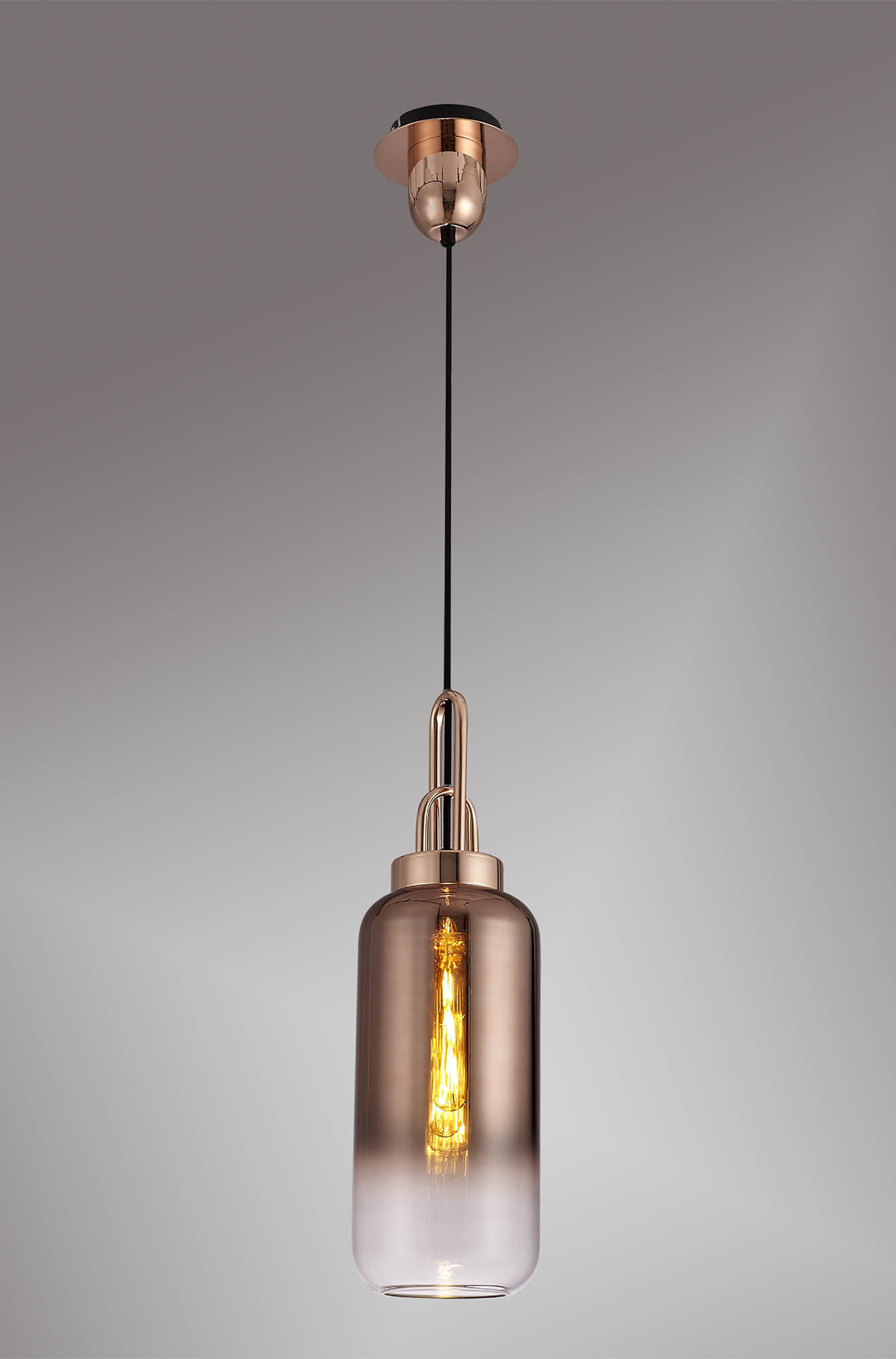 Single Copper Pendant with Copper Glass