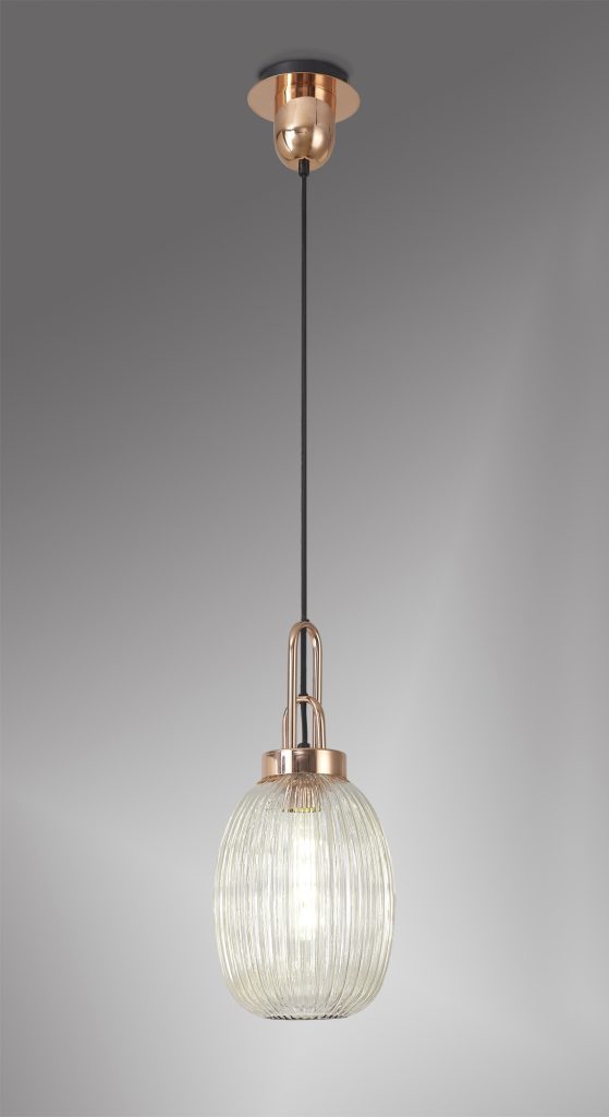 Single Copper Pendant With Almond Champagne Glass