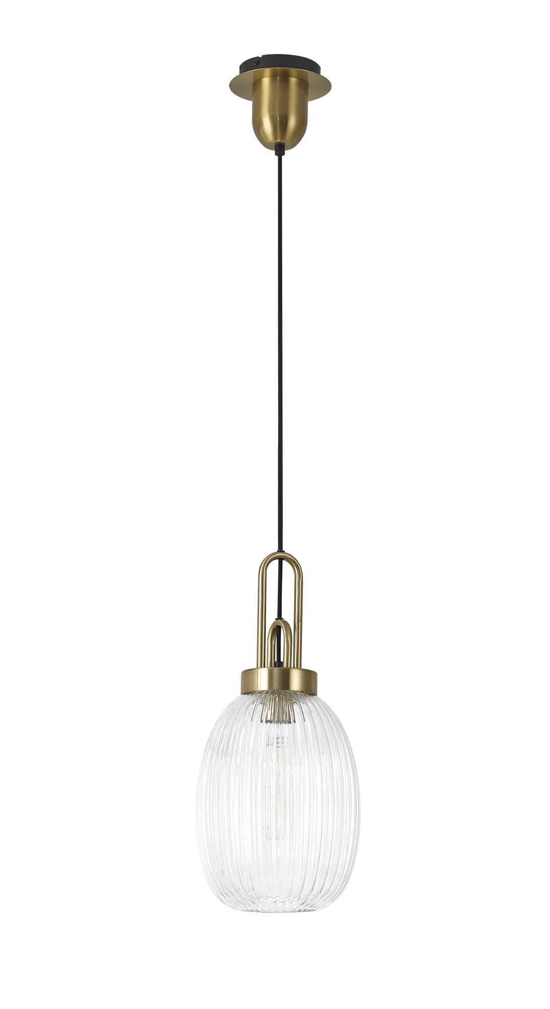 00KIT0545 Reeta Single Brass gold Pendant With Almond Clear Glass - Image 2