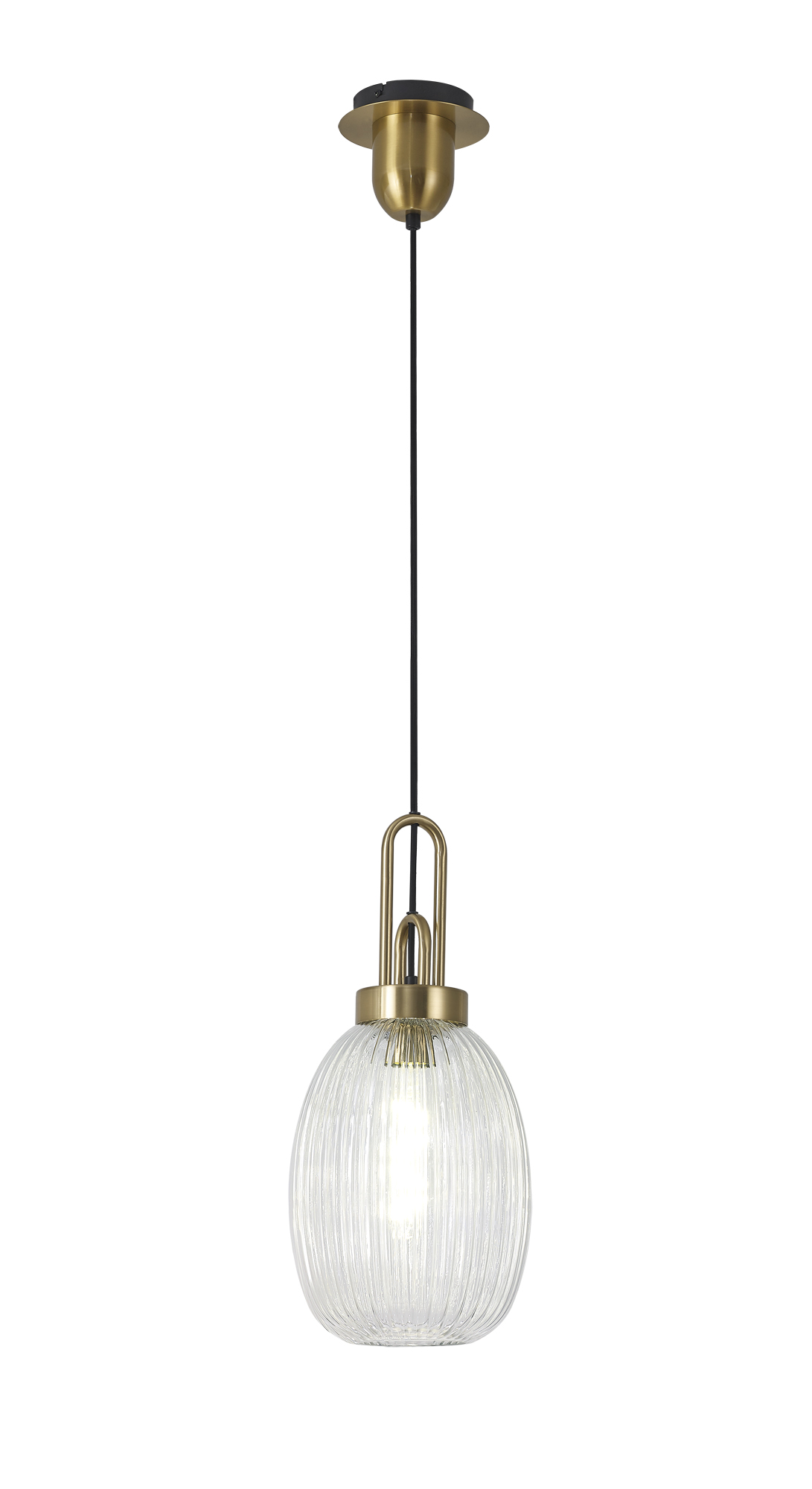 00KIT0545 Reeta Single Brass gold Pendant With Almond Clear Glass - Image 3