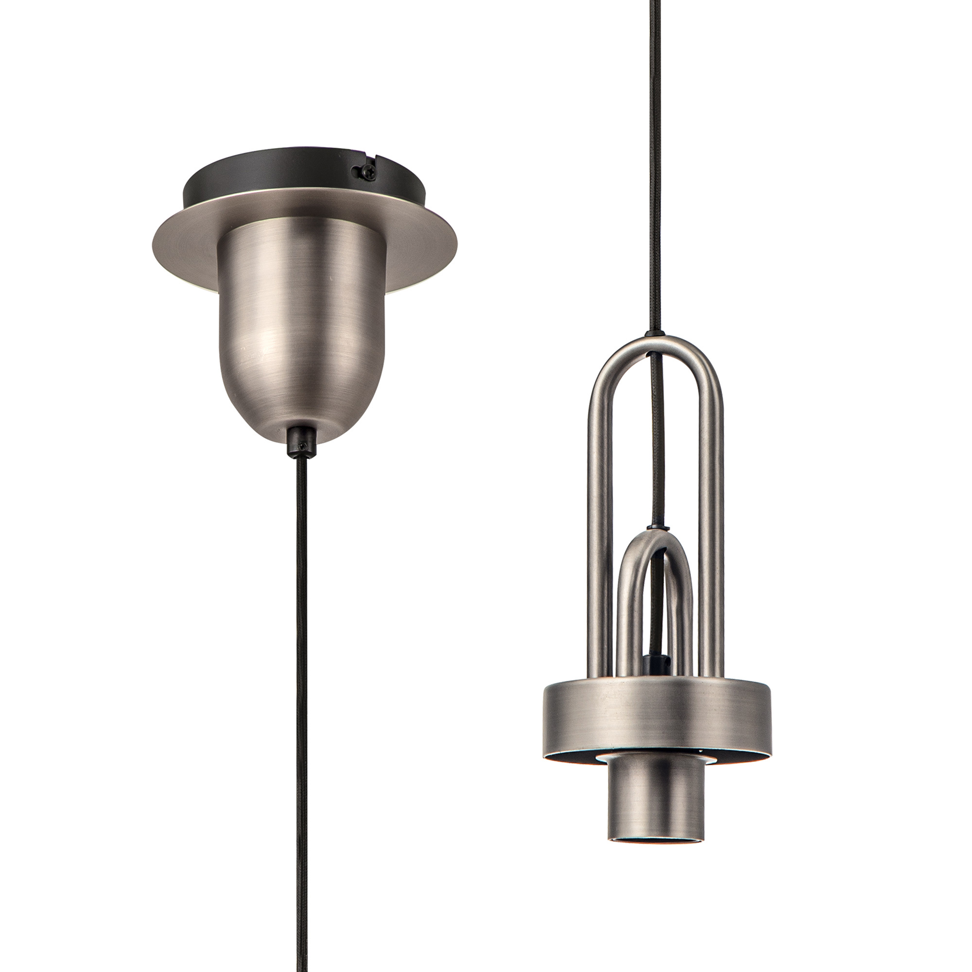 00KIT0578 Reeta Single Antique silver Pendant With Almond Clear Ribbed Glass - Image 4