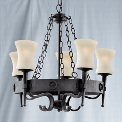 9108155BK Wrought Iron 5 Light Ceiling Light