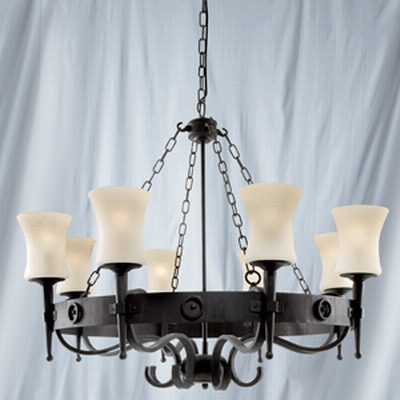 9108188BK Wrought Iron 8 Light Ceiling Light