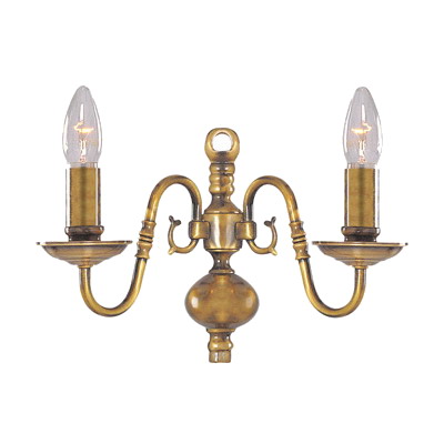 9110192AB Twin Wall Light Antique Brass
