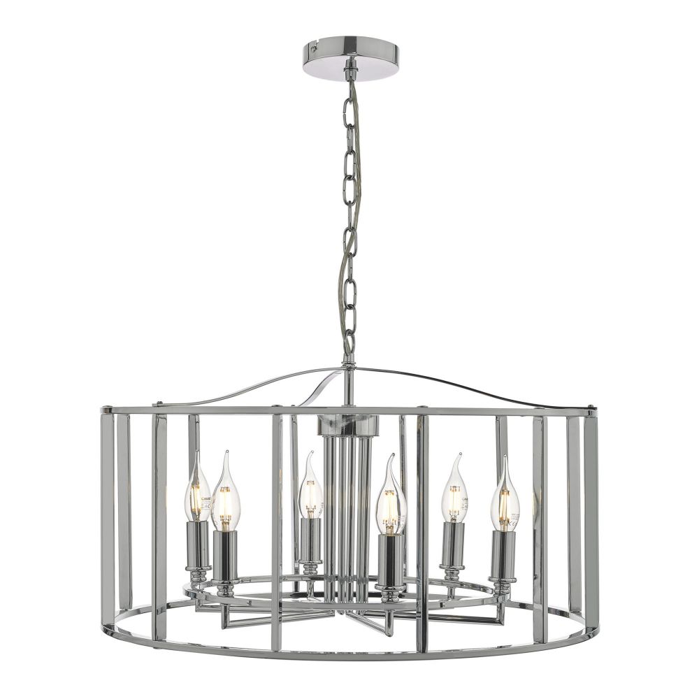 Cage 6 Light Chrome Pendant