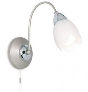 311241 Flower Single 1 Light Satin Chrome Wall light