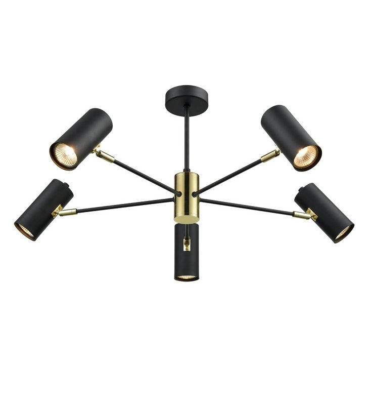 Franklite FL2402-5 Aspect 5 Light Ceiling Light Black/Gold