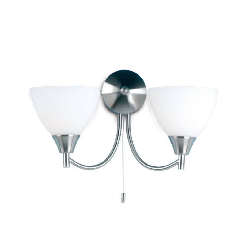 3118052SC Ana 2 Light Satin Chrome Wall Light