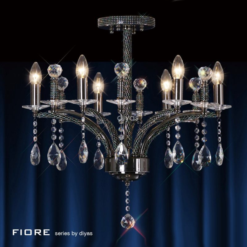 Diyas IL30366 Fiore 6 Light Black Chrome Ceiling Light
