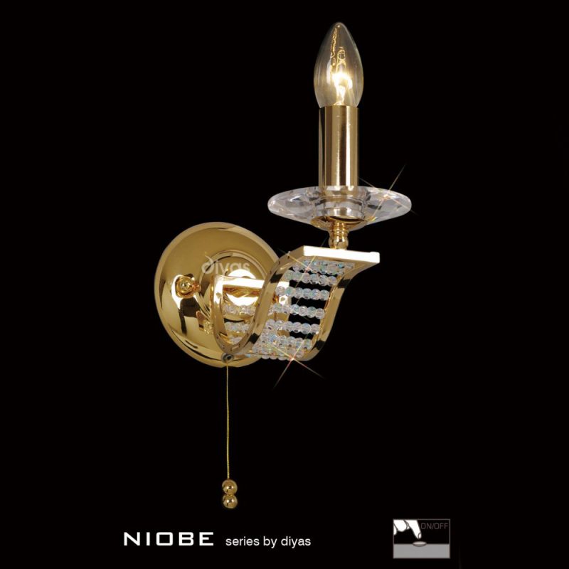 Diyas IL30441 Niobe 1 Light Gold Crystal Wall Light
