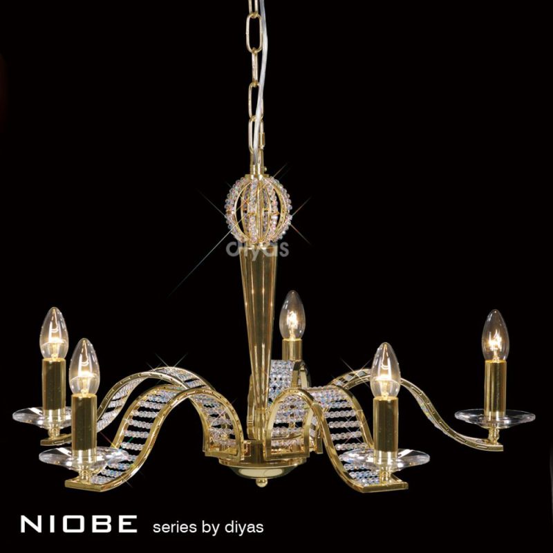 Diyas IL30445 Niobe 5 Light Gold Crystal Chandelier