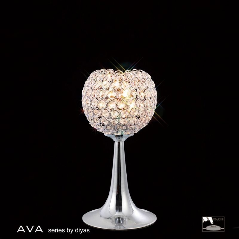 Diyas IL30193 Ava Polished Chrome Crystal Table Lamp