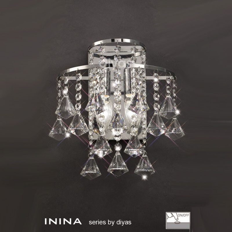 Diyas IL30774 Inina 2 Light Modern Crystal Wall Light
