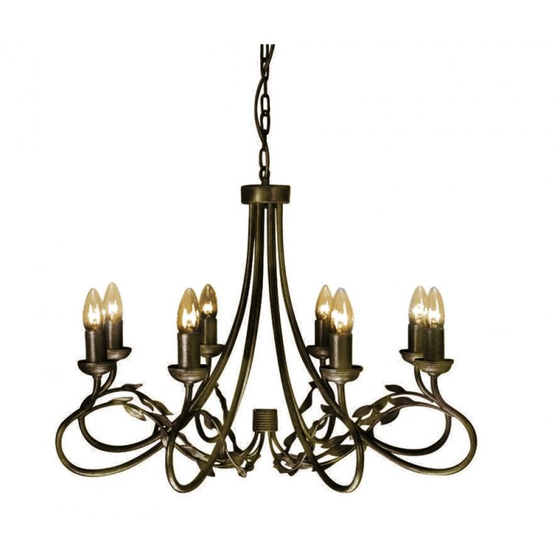 Elstead OV8 Olivia 8 Light Chandelier Black Gold