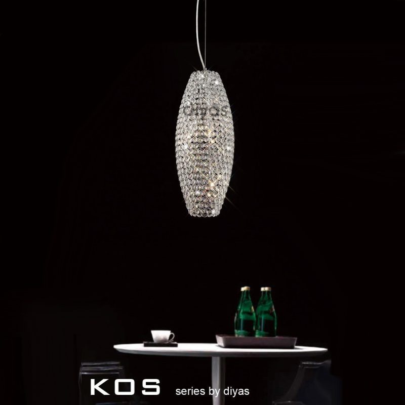 Diyas IL30410 Kos 4 Light Crystal Pendant Polished Chrome