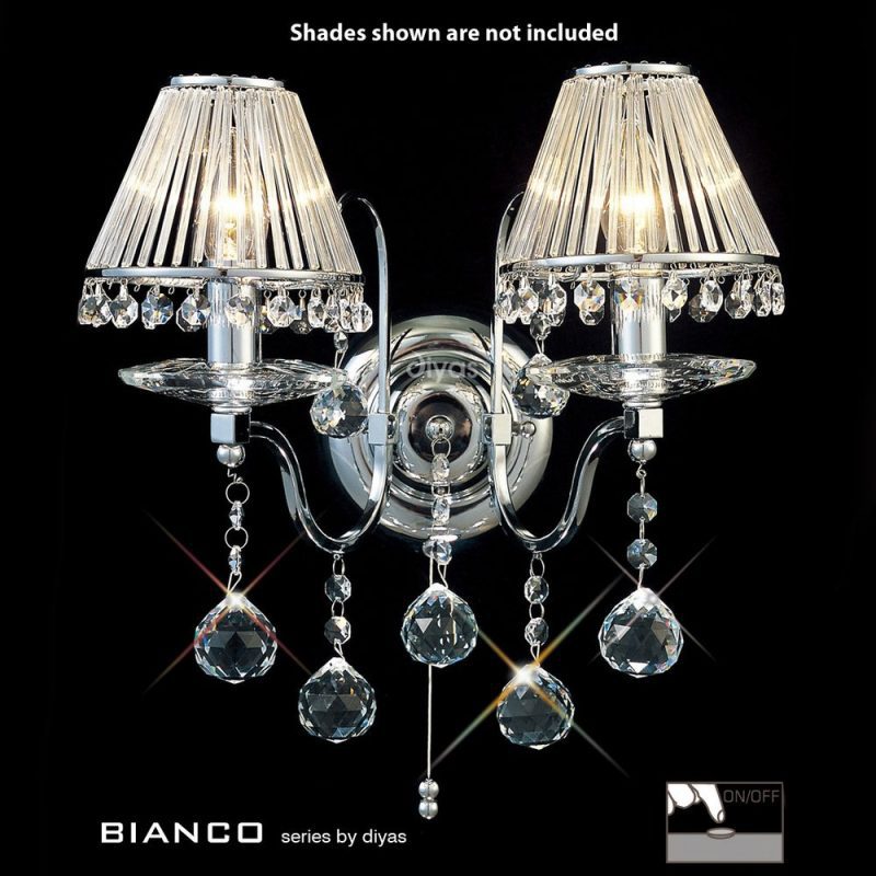Diyas IL30112 Bianco 2 Light Chrome & Crystal Wall Light