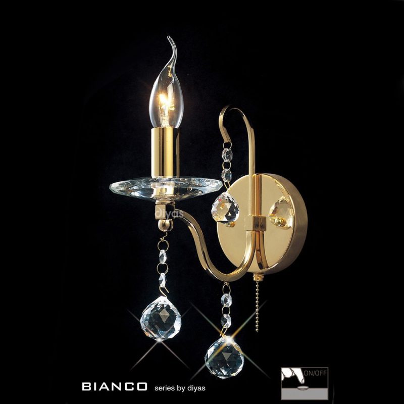 Diyas IL30211 Bianco 1 Light Gold & Crystal Wall Light