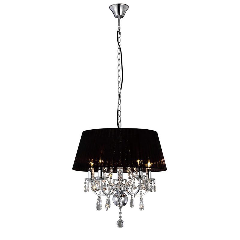 1530045 Livvy 5 Light Chrome Crystal pendant with Black shade
