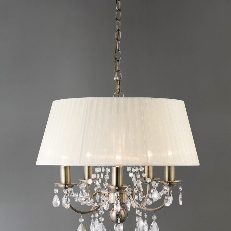 1530048 Livvy 5 Light Antique Brass Crystal Pendant