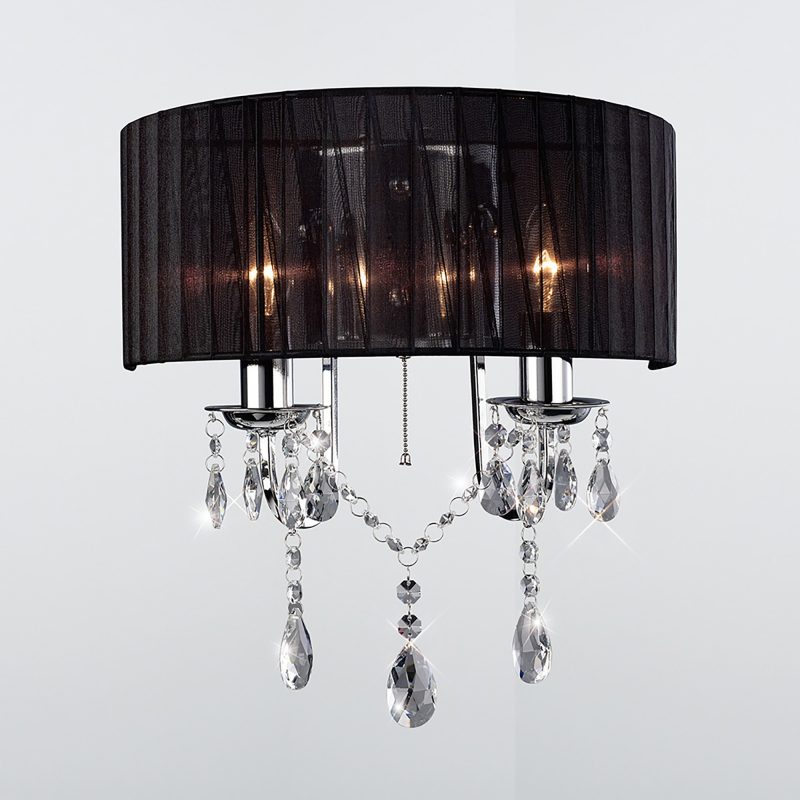 1530061BL Livvy 2 Light Polished Chrome Crystal Wall Light
