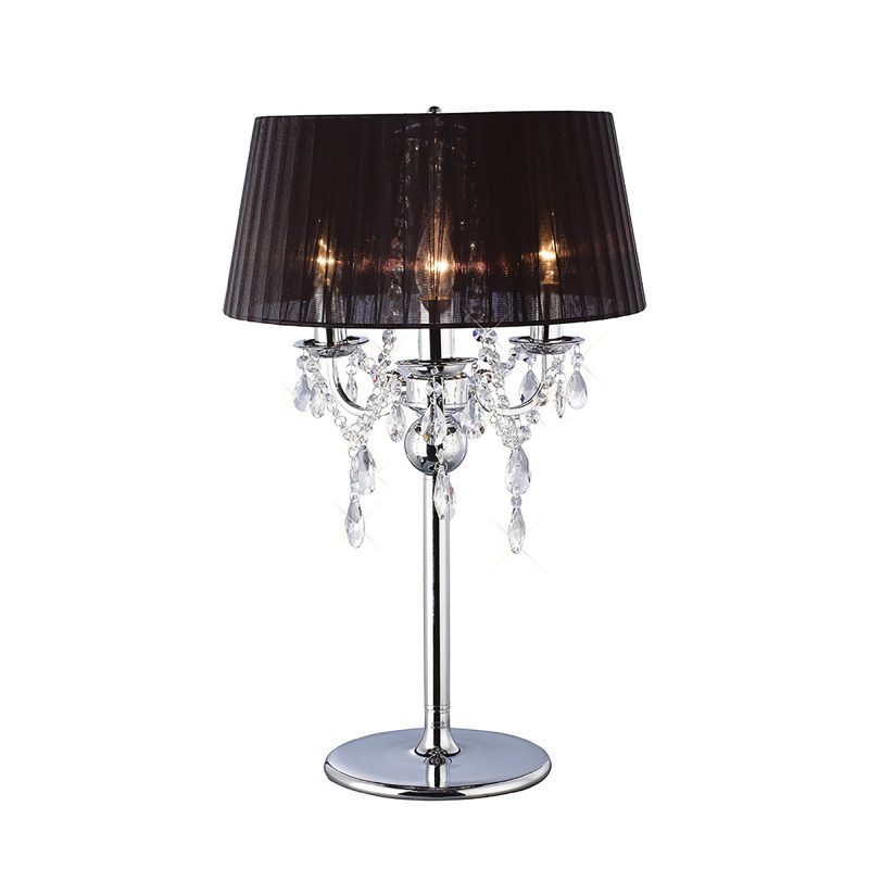 Diyas IL30062BL Olivia 3 Light Chrome & Crystal Table Lamp