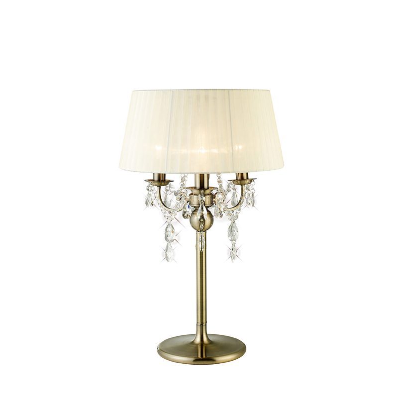 Diyas IL30065CR Olivia Antique Brass Crystal Table Lamp