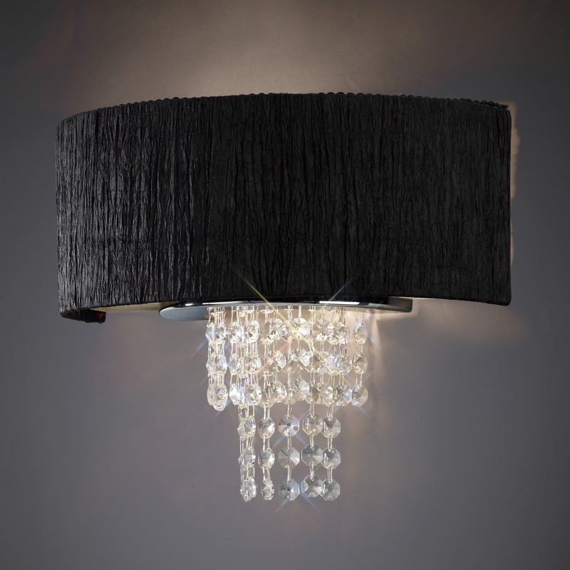 Diyas IL30271BL Nerissa 2 Light Crystal Wall Light With Black Shade