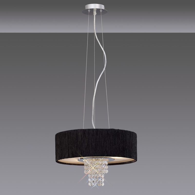 Diyas IL30272BL Nerissa 4 Light Crystal Pendant With Black Shade