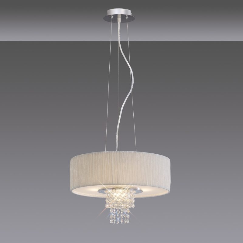 Diyas IL30272WH Nerissa 4 Light Crystal Pendant With White Shade