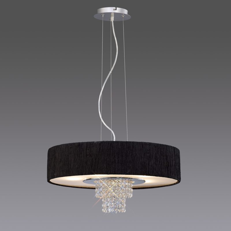 Diyas IL30273BL Nerissa 6 Light Crystal Pendant With Black Shade