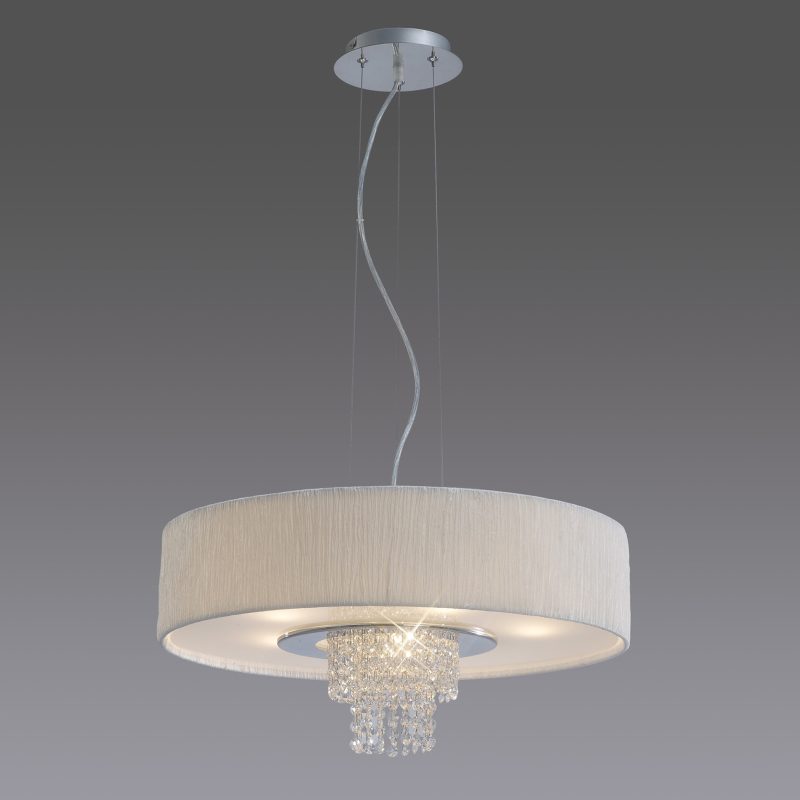 Diyas IL30273WH Nerissa 6 Light Crystal Pendant With White Shade