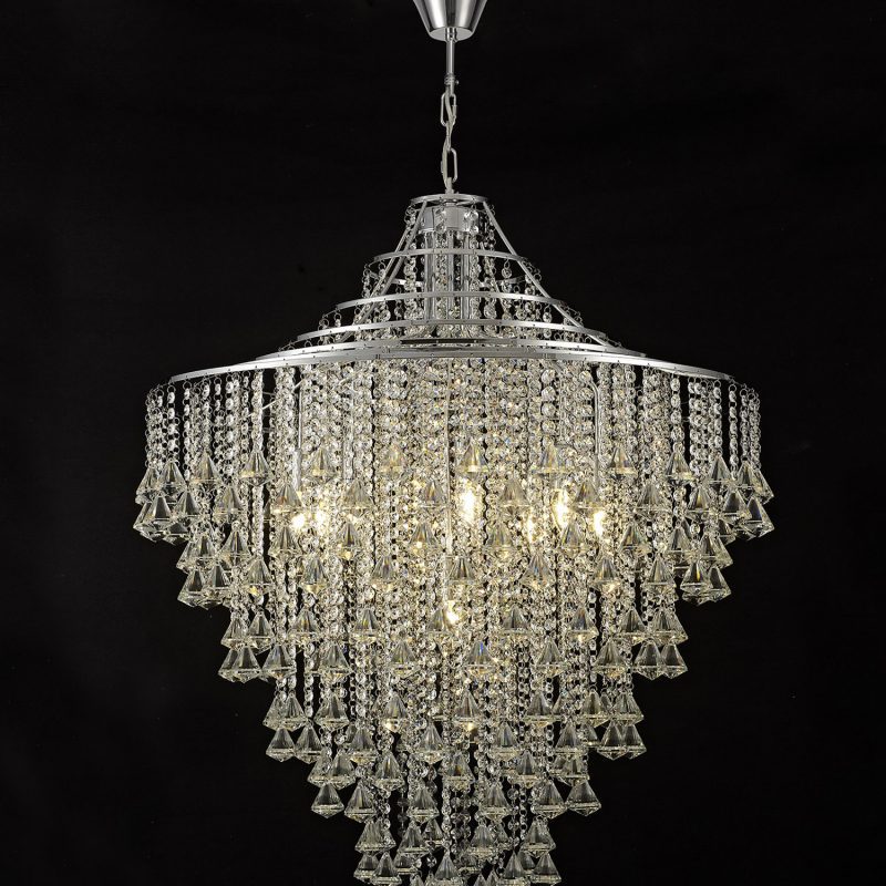 Diyas IL30773 Inina 9 Light Crystal Ceiling Pendant Chrome