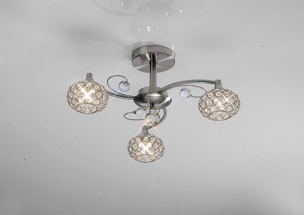 Barn 3lt Semi-Flush | Satin nickel ceiling light