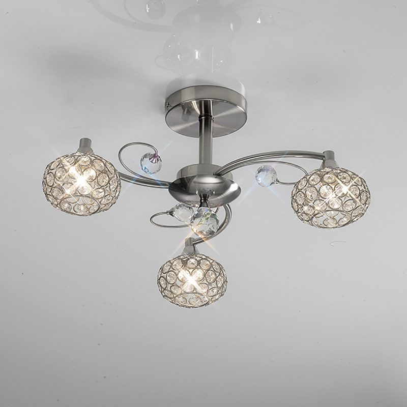 Barn 3lt Semi-Flush | Satin nickel ceiling light
