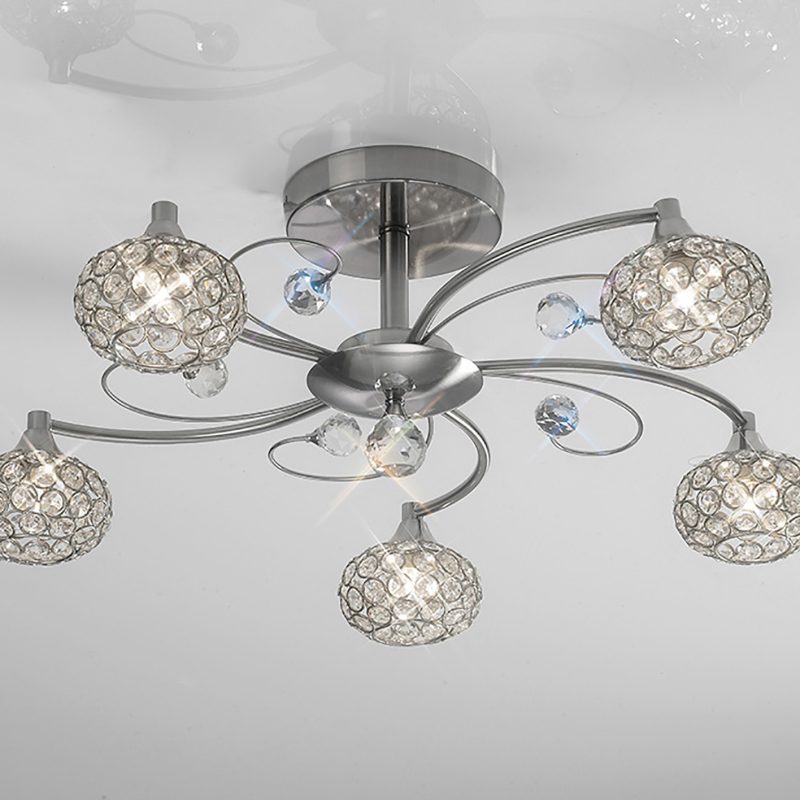 Barn 5lt Semi-Flush | Satin Nickel Ceiling Light