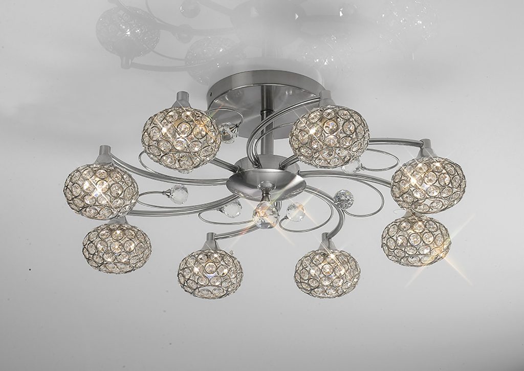 Barn 8lt Semi-Flush | Satin Nickel Ceiling Lights