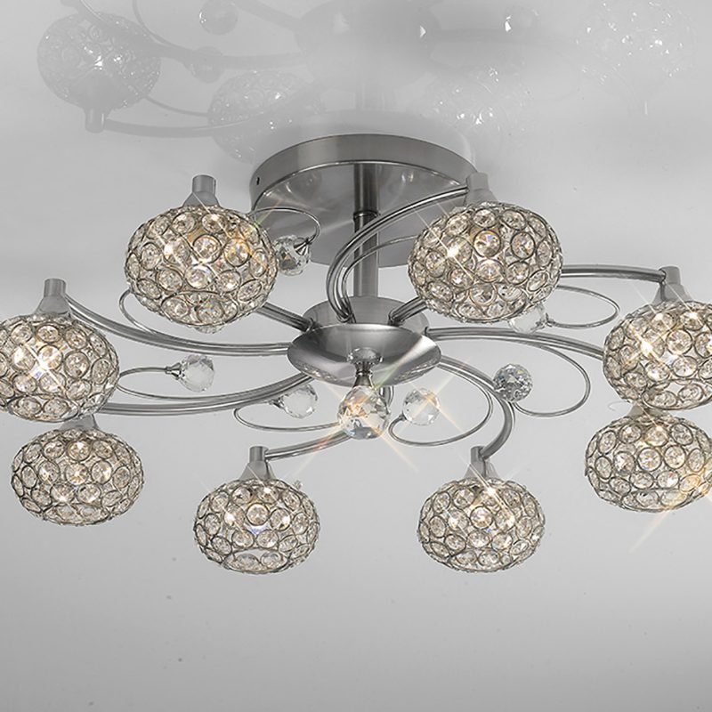Barn 8lt Semi-Flush | Satin Nickel Ceiling Lights