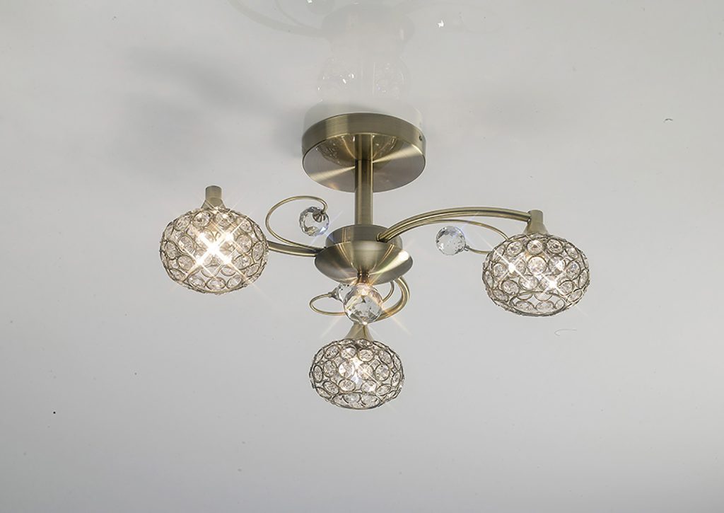 Semi Flush 3 Light | Antique Brass Ceiling Lights