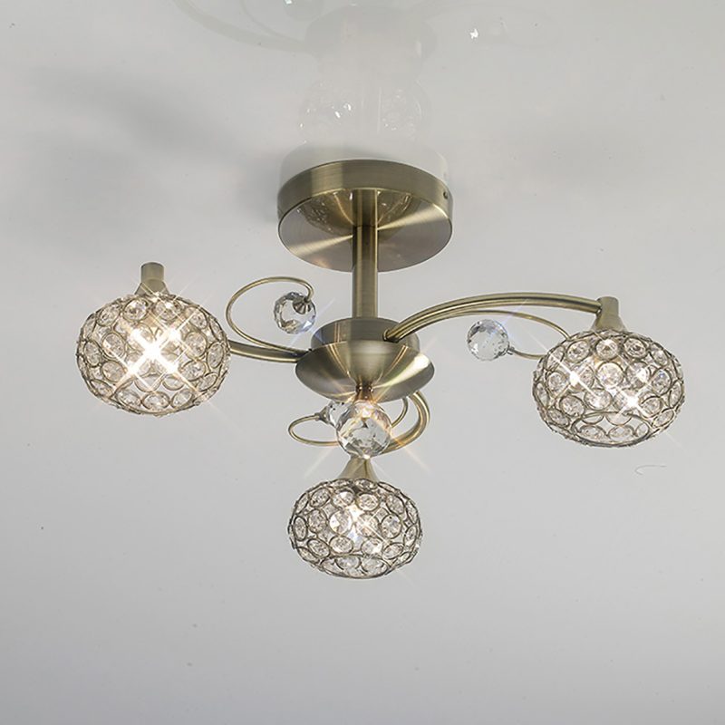 Semi Flush 3 Light | Antique Brass Ceiling Lights