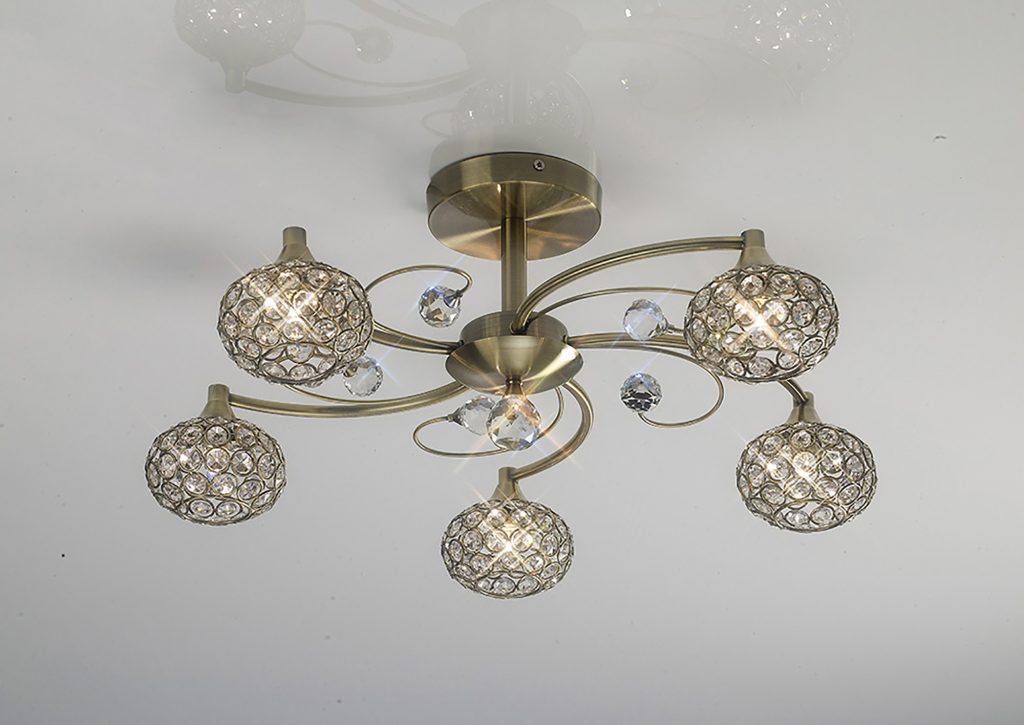 5lt Semi-Flush Light | Antique Brass Ceiling Light