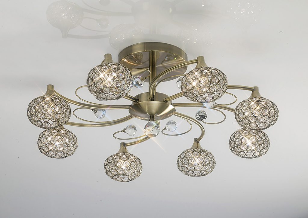 Carm 8lt Semi-Flush | Antique Brass Ceiling Light