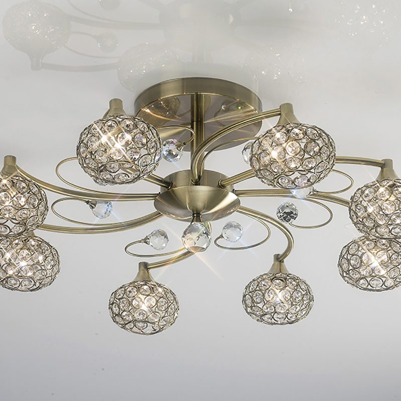 Carm 8lt Semi-Flush | Antique Brass Ceiling Light