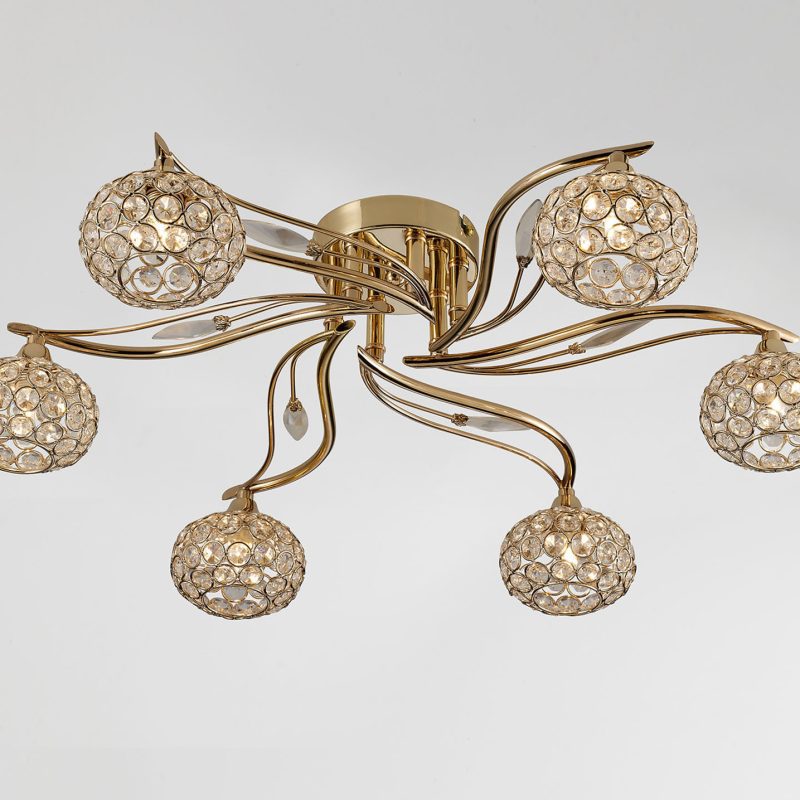 Diyas IL30966 Lemois 6 lt French Gold ceiling light