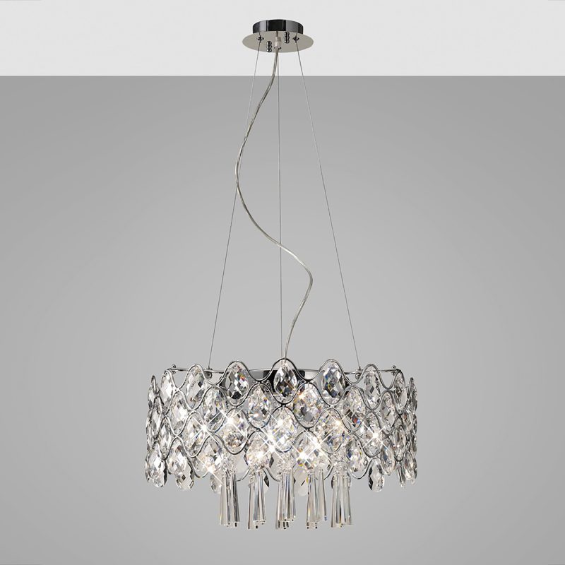 Diyas IL31061 Kenzie 10 Light Polished Chrome Pendant