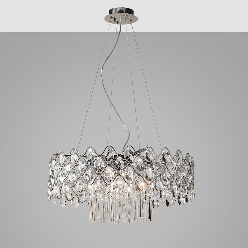 Diyas IL31062 Kenzie 16 Light Crystal Ceiling Pendant Polished Chrome