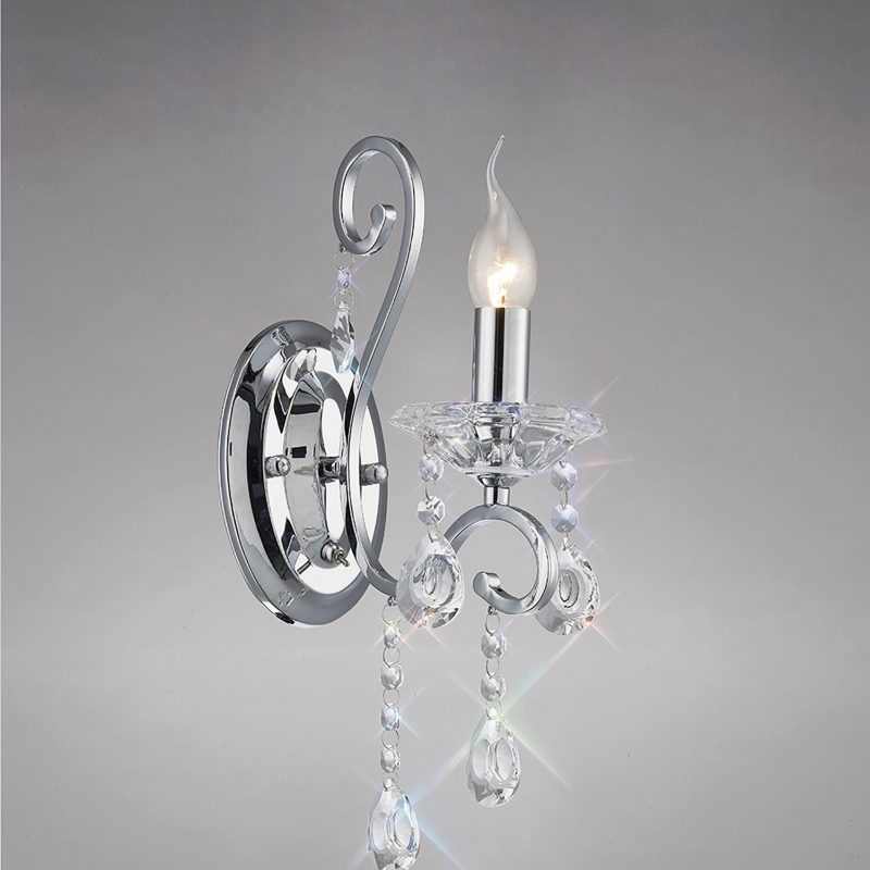 Diyas IL31361 Vela Single Wall Light Crystal Chandelier Chrome