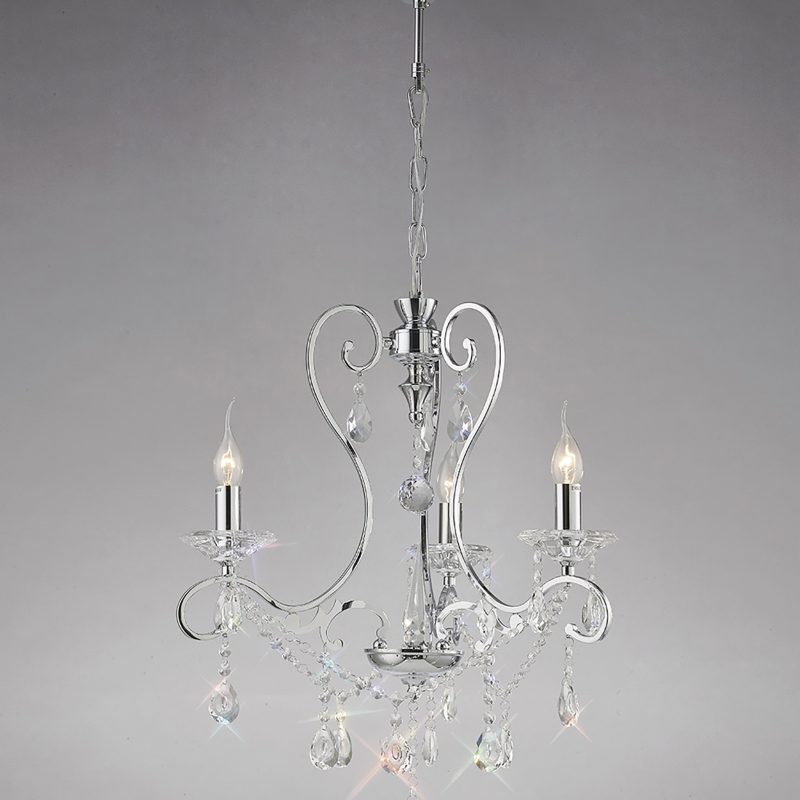 Diyas IL31363 Vela 3 Light Crystal Chandelier Chrome