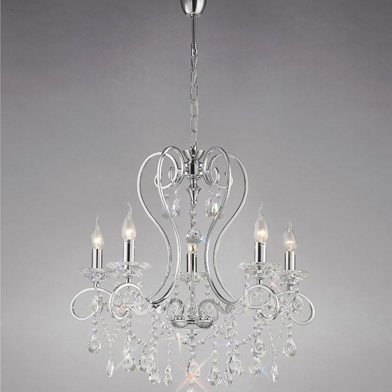 Diyas IL31365 Vela 5 Light Crystal Chandelier Chrome